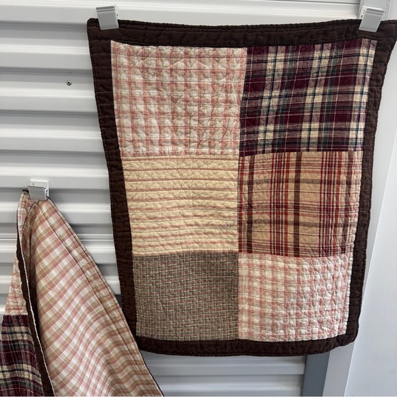 Patchwork Plaid Quilted Pillow Shams 2pc Brown Trim Rustic Cabin Farmhouse plaid - Picture 9 of 14